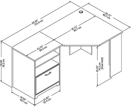 Bush Furniture Cabot 60" Corner Desk with Storage, White