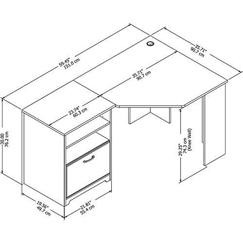Bush Furniture Cabot 60" Corner Desk with Storage, White