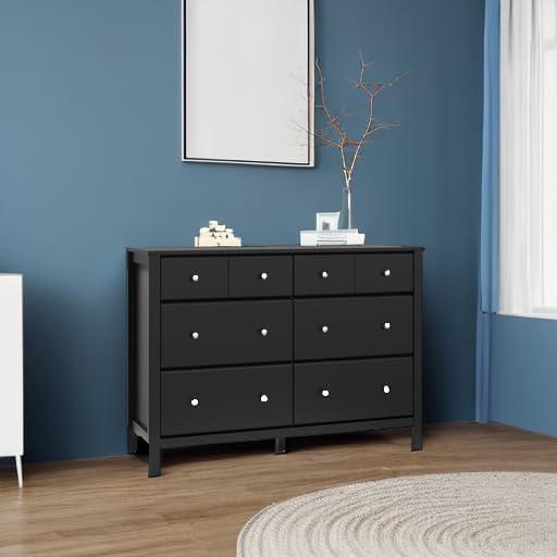 Storkcraft Horizon 6 Drawer Nursery Double Dresser, Black