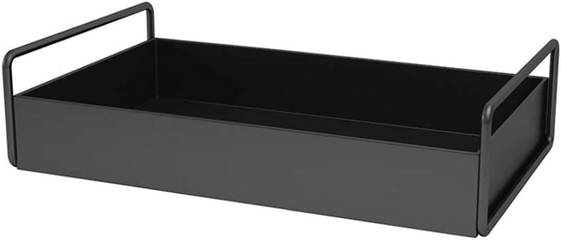 Black Polished Metal Bathroom Countertop Organizer Tray