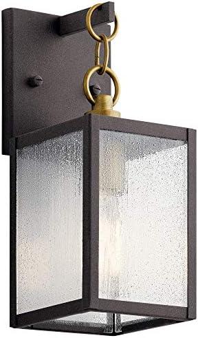 Lahden™ 16.75" 1 Light Outdoor Wall Light with Clear Seeded Glass in Weathered Zinc