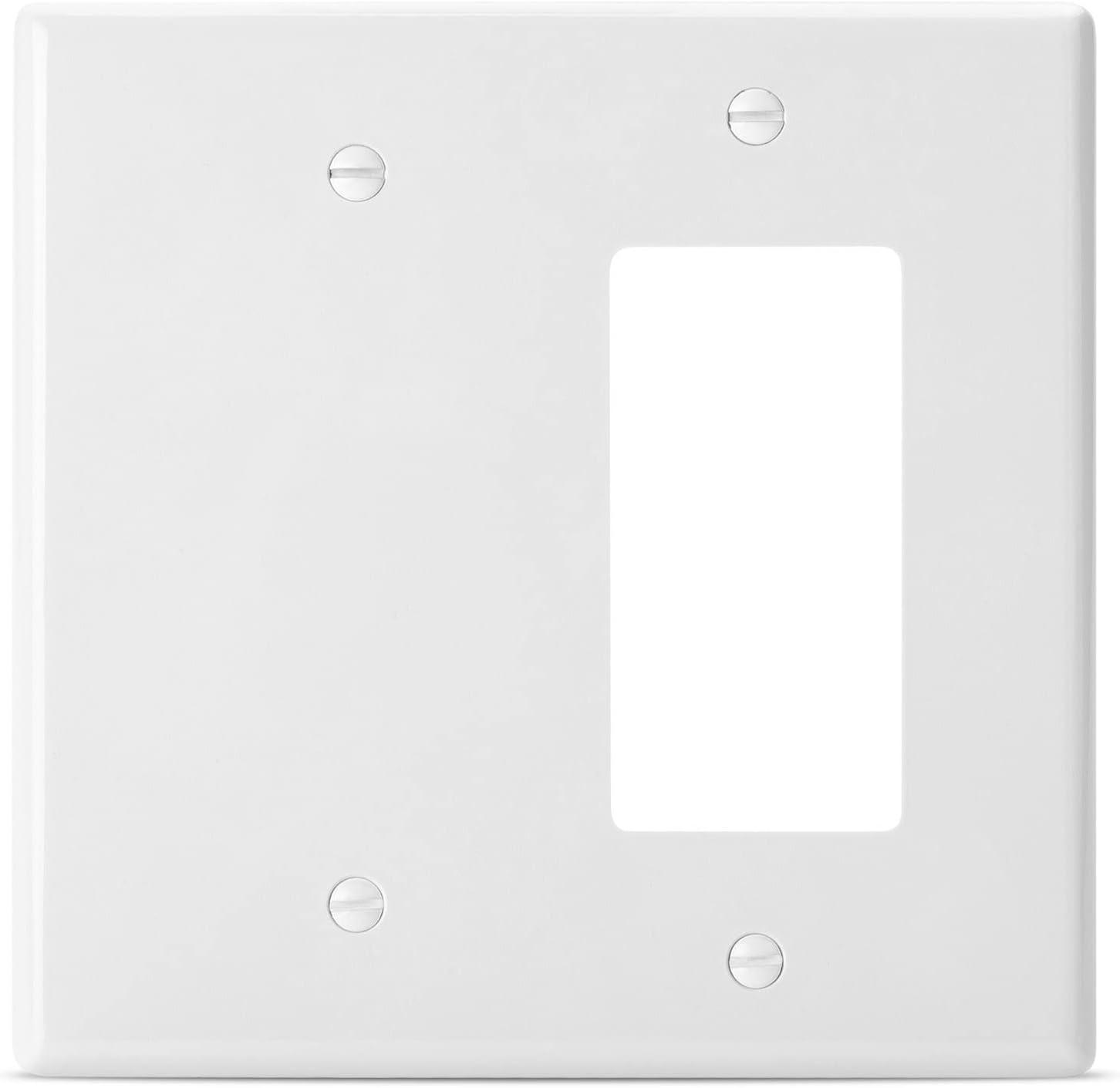 Bates- Combination Wall Plate, Decorator/Blank, 2 Gang Wall Plate, Wall Switch Plate Cover, 2 Gang Switch Plate, Double Gang Wall Plate, 2 Gang Wall Plate White, Wall Plate Combination