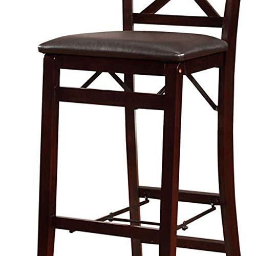 Triena X Back Faux Leather Folding Barstool Espresso - Linon: Padded Seat, Wood Legs, No Assembly Required