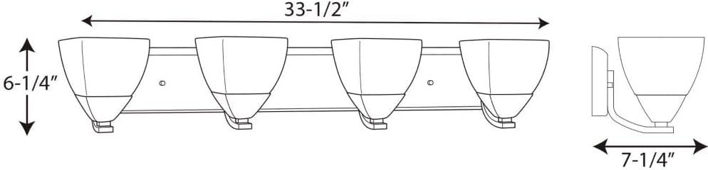 Progress Lighting Appeal 4-Light Bath Vanity in Brushed Nickel with Etched White Glass Shades