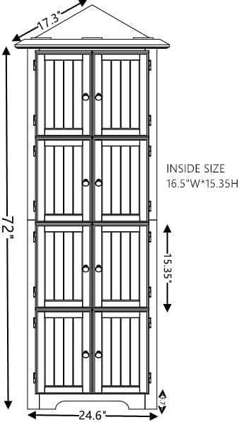Miekor 4-Tier 72" Corner Kitchen Pantry Storage Cabinet with 8 Doors Tall Storage Cabinet, Corner Cabinet and Adjustable Shelves, Home farmhouse bookshelf Cabinet for Bathroom, Living room, Kitch 1014