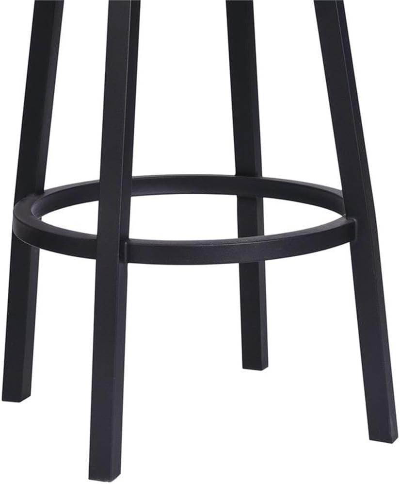 Transitional Black Faux Leather 26" Swivel Barstool with Metal Base