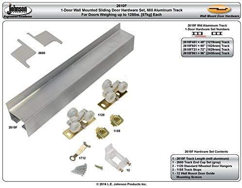 Johnson Hardware 2610F721 1-Door Hardware Set Wall Mount Barn Door Type Sliding Door 72"