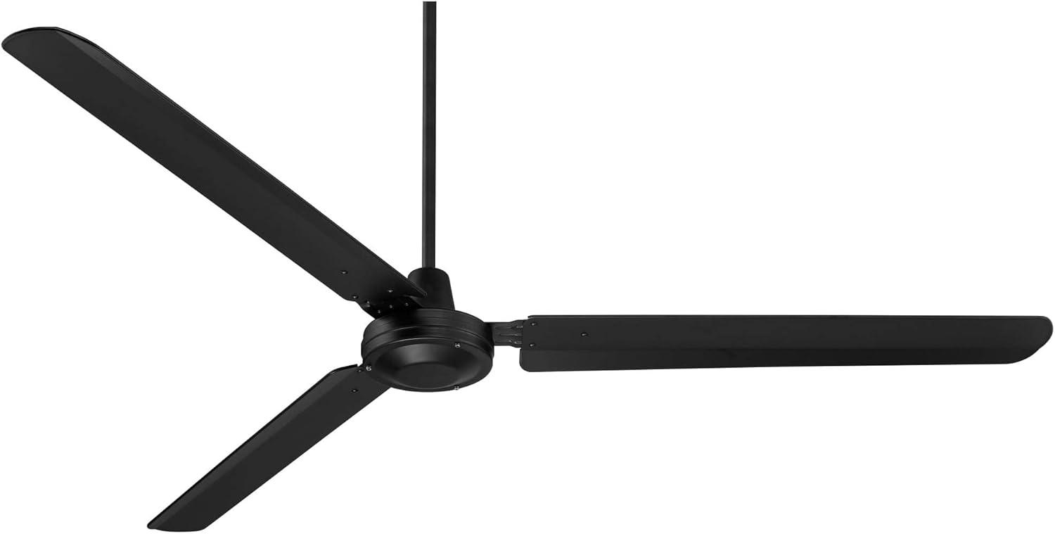 Casa Vieja 72" Casa Velocity Large Modern Indoor Outdoor Ceiling Fan 3 Blade Wall Control Matte Black Finish Bedroom Living Room Damp Rated