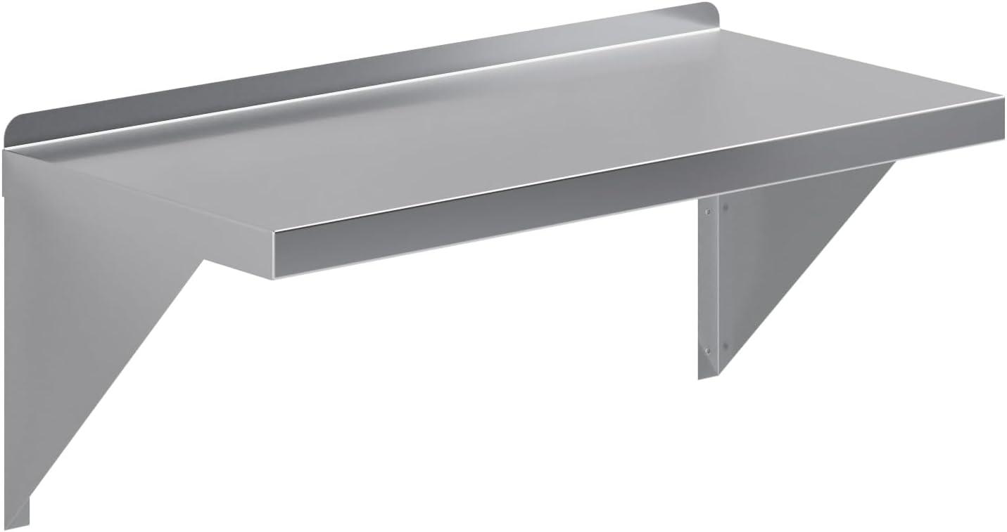 14 in. x 30 in. Stainless Steel Wall Shelf With Squared Edge