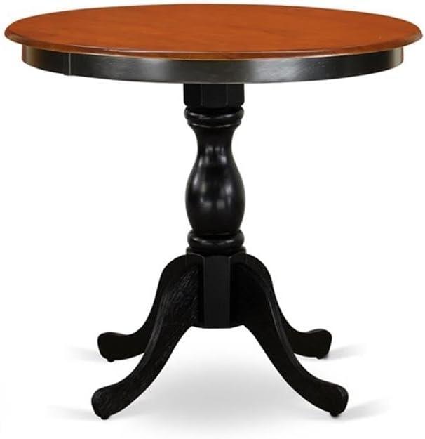 Black and Brown 30'' Round Wood Dining Set with 2 Chairs