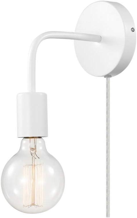 Novogratz x Globe Walter 1-Light Matte White Plug-in or Hardwire Wall Sconce, 51489