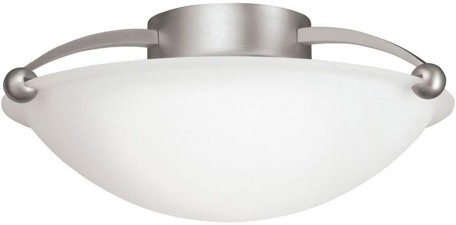 15" Brushed Nickel Semi-Flush Ceiling Light with Etched Glass Shade