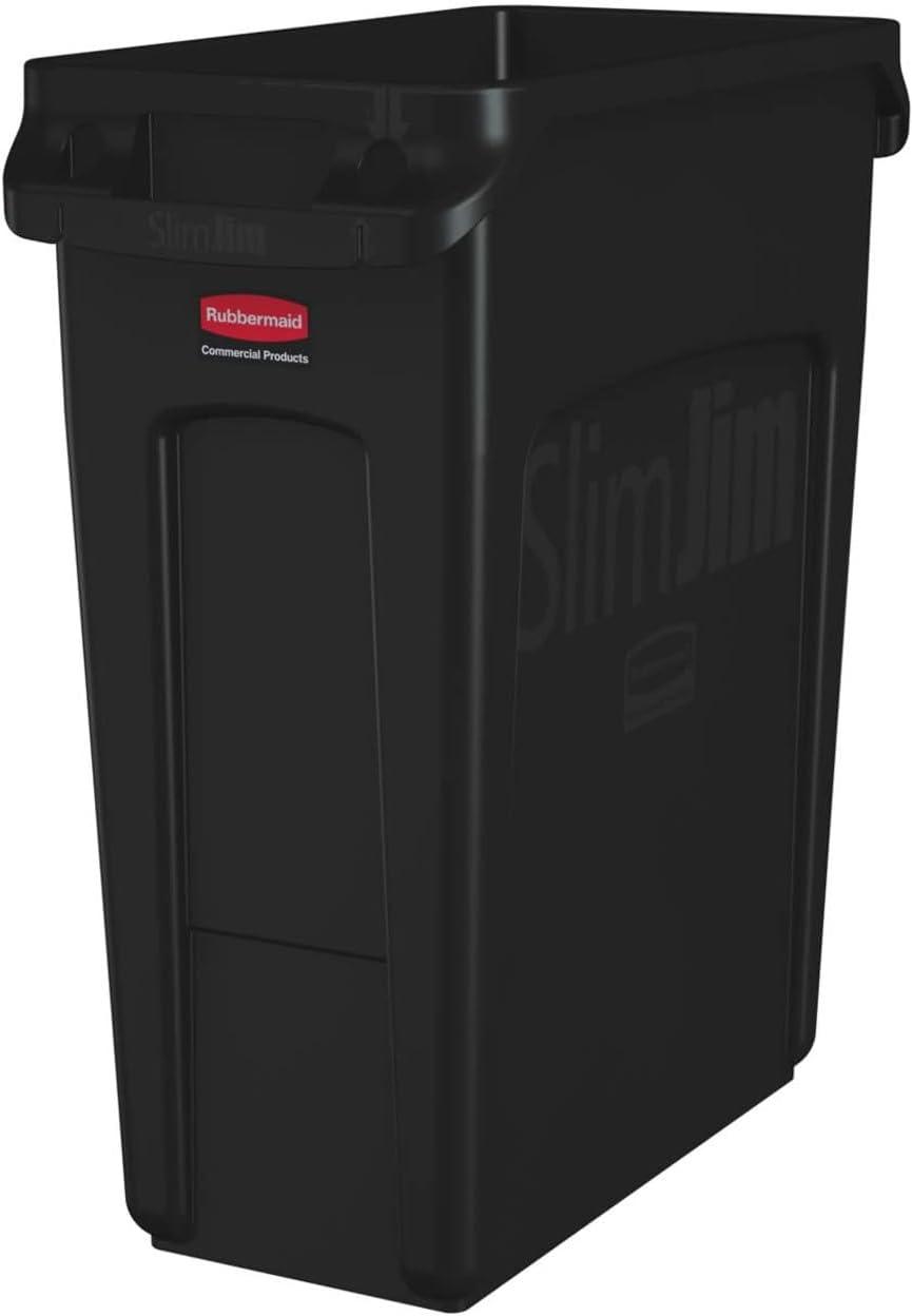 Rubbermaid Commercial Products Slim Jim Plastic Open Kitchen Trash Can - 16 Gallons