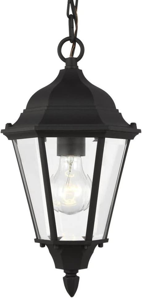 Bakersville Black Outdoor Pendant with Satin Etched Glass