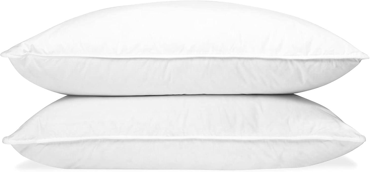 Queen Medium Support White Down Feather Bed Pillow Set