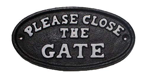 Black Cast Iron Please Close The Gate Sign Plaque