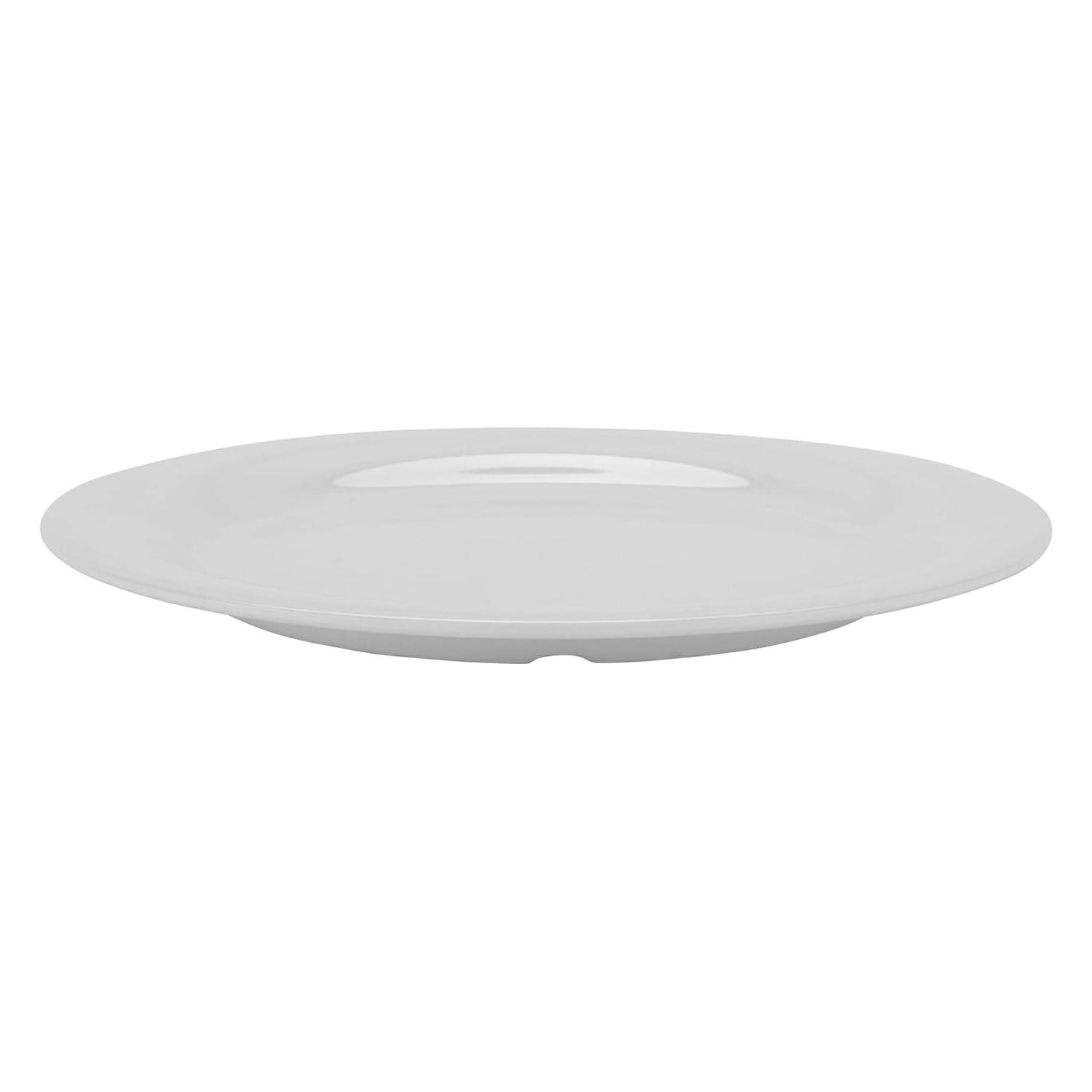 Diamond White 10.5" Round Melamine Narrow Rim Plate Set