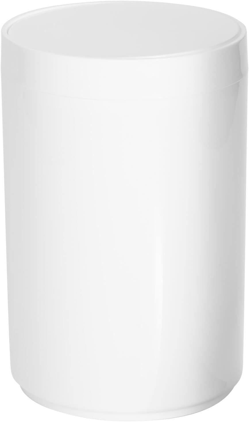 White Plastic Swing-Top Lid Small Kitchen Trash Can