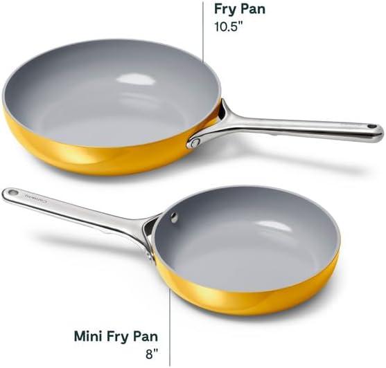Caraway Home 10.5" Fry Pan Marigold: Nonstick Ceramic, Stainless Steel Handle, Oven-Safe, Induction Compatible