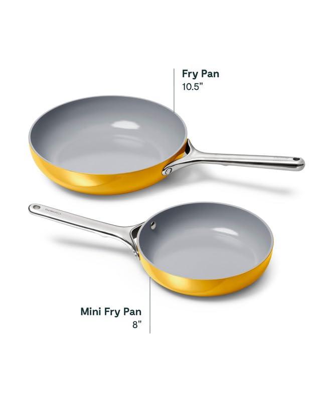 Caraway Home 10.5" Fry Pan Marigold: Nonstick Ceramic, Stainless Steel Handle, Oven-Safe, Induction Compatible