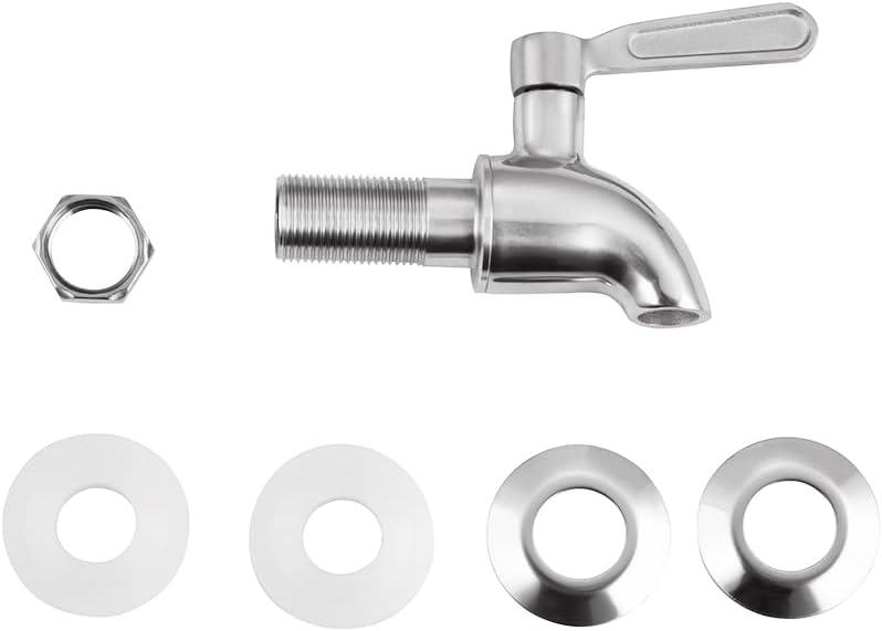 Polished Stainless Steel Beverage Dispenser Replacement Spigot Set