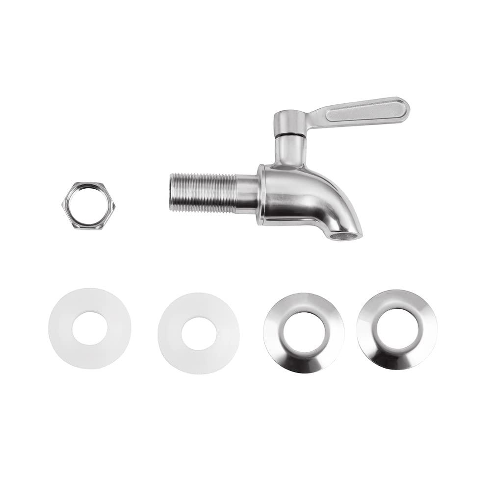 Polished Stainless Steel Beverage Dispenser Replacement Spigot Set