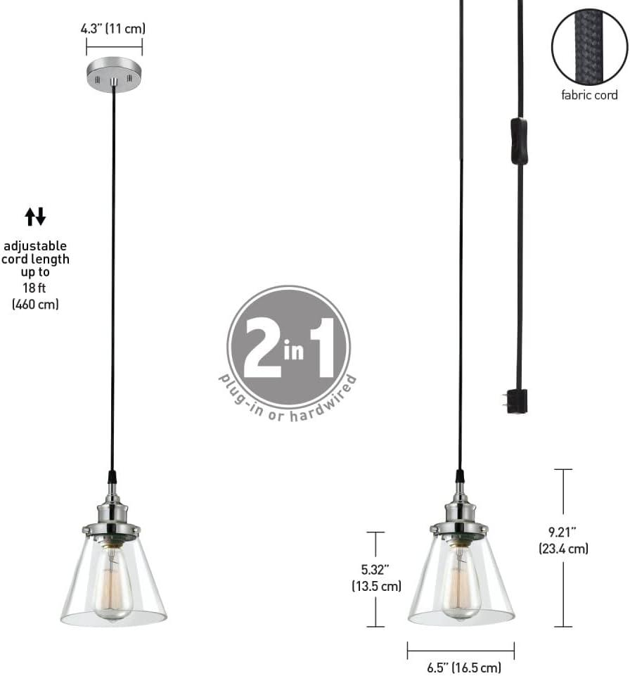 Globe Electric Parker Chrome Clear 1 lights Pendant Light