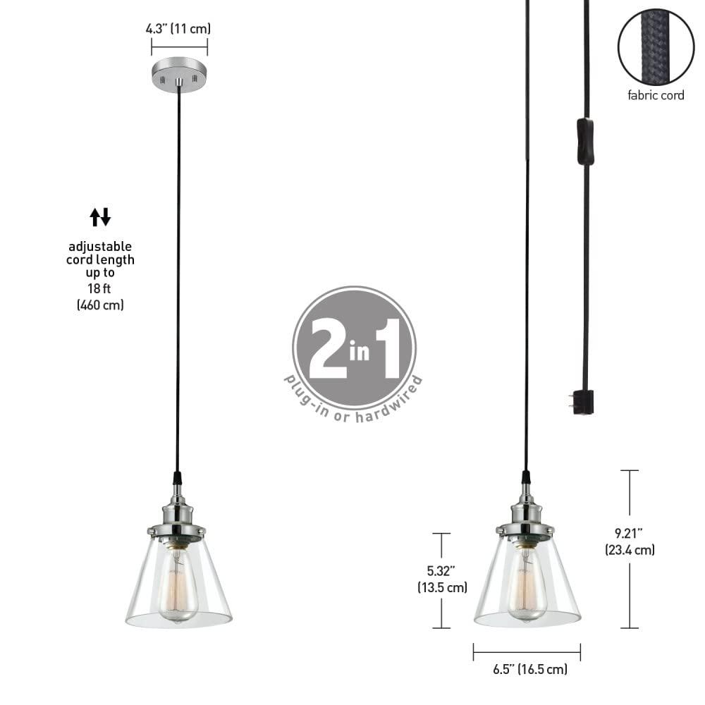 Globe Electric Parker Chrome Clear 1 lights Pendant Light