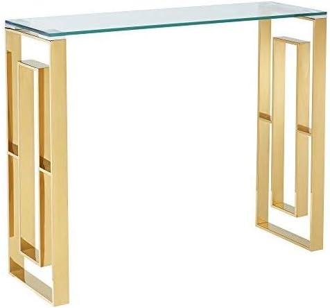 Contemporary Stainless Steel and Glass ConsoleDesk Gold