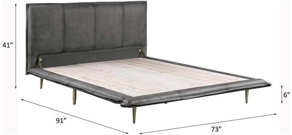 Helios Leather Upholstered Platform Bed