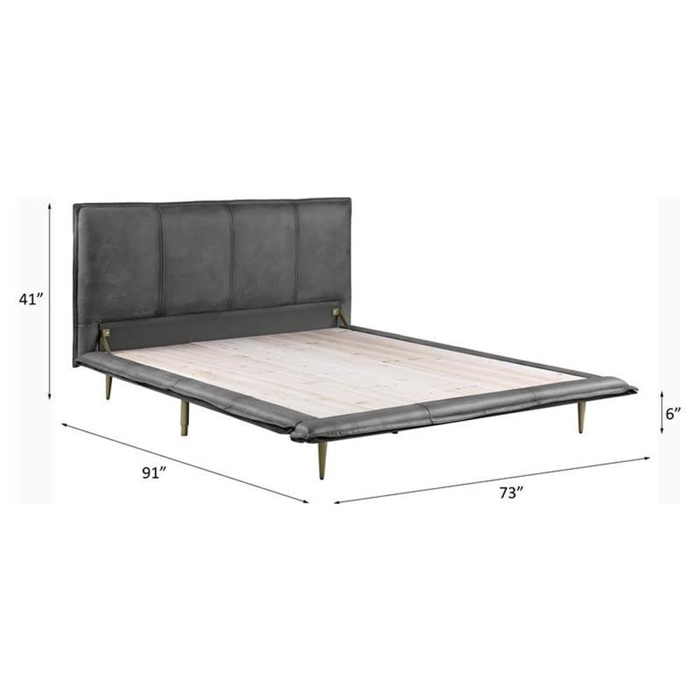 Helios Leather Upholstered Platform Bed