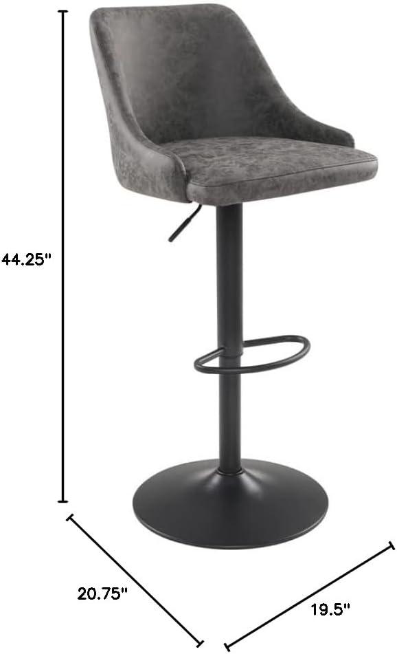 Sylmar Height Adjustable Stool in Charcoal Faux Leather