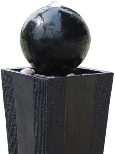 Black Polystone 33" Sphere Pedestal Water Fountain