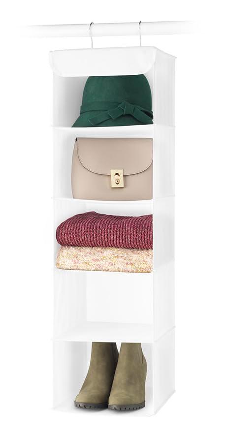 Whitmor 5 Section Closet Organizer - Hanging Shelves with Sturdy Metal Frame, White