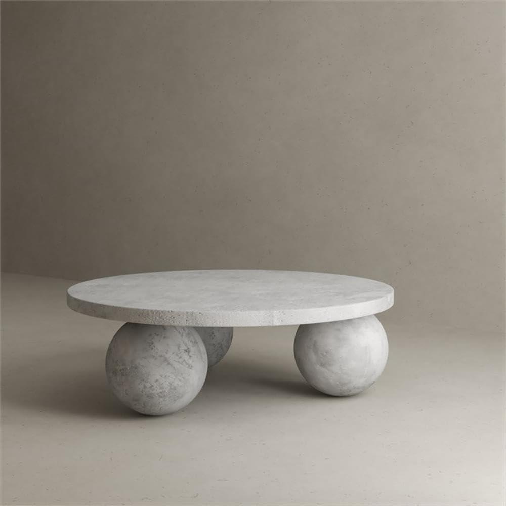 Dani Round Coffee Table Medium In Light Grey Concrete