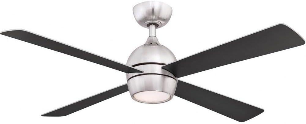Fanimation Kwad 52 Brushed Nickel Ceiling Fan with LED light