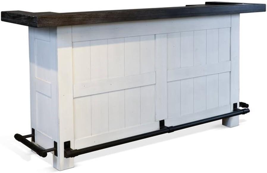 European Cottage Dark Brown and White 78" Wood Bar Unit