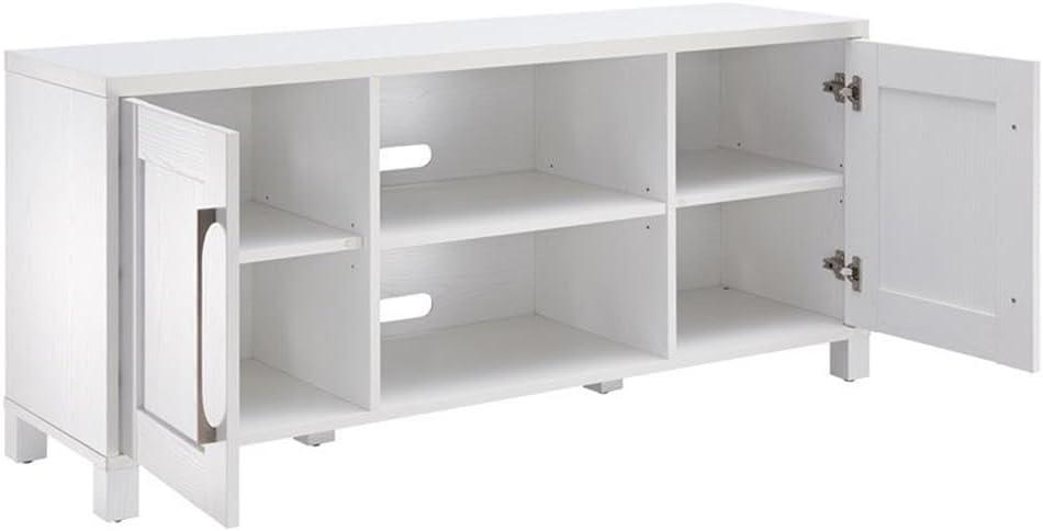 White MDF 58" TV Stand with Cabinet and Shelves