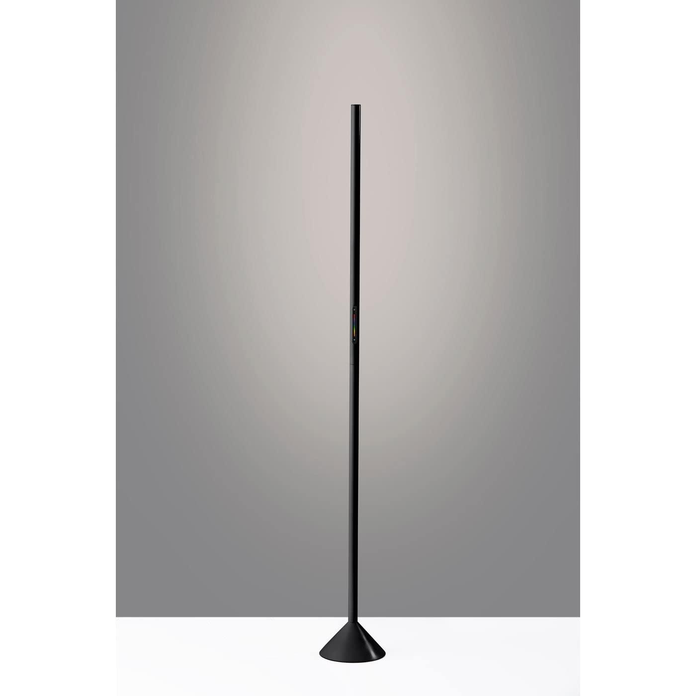 Simplee Adesso Cole LED Color Changing Wall Washer Floor Lamp, Matte Black, Plastic, Frosted Diffuser Shade