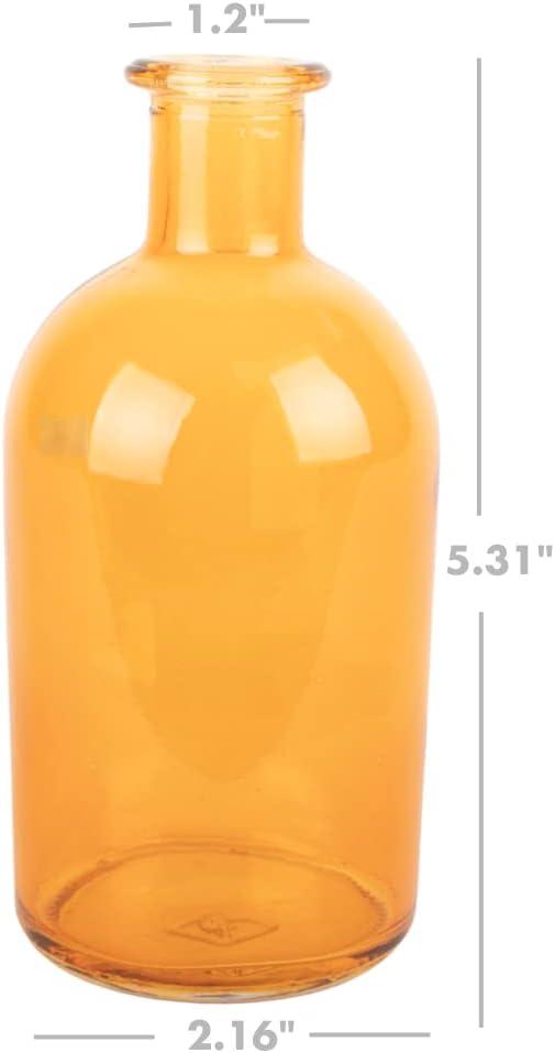 Koyal Wholesale Glass Bud Vases, Small Apothecary Bottles, Bulk Decorative Jars, Vintage Centerpieces, Amber, Set of 6