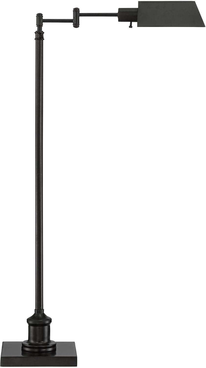 Regency Hill Industrial Adjustable Swing Arm Pharmacy Floor Lamp with USB Charging Port 54" Tall Dark Bronze Living Room Reading