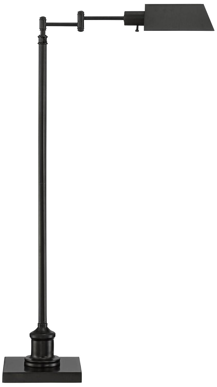 Regency Hill Industrial Adjustable Swing Arm Pharmacy Floor Lamp with USB Charging Port 54" Tall Dark Bronze Living Room Reading