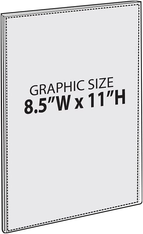 Azar Displays Clear Acrylic Magnet Back Sign Holder Frames 8.5" W x 11" H - Vertical / Portrait, 10-Pack