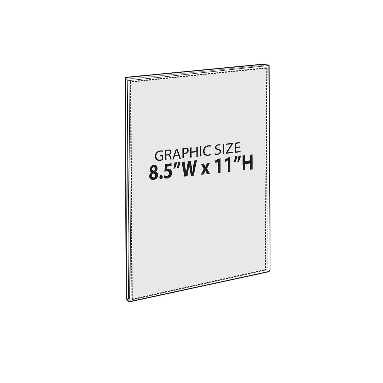 Azar Displays Clear Acrylic Magnet Back Sign Holder Frames 8.5" W x 11" H - Vertical / Portrait, 10-Pack