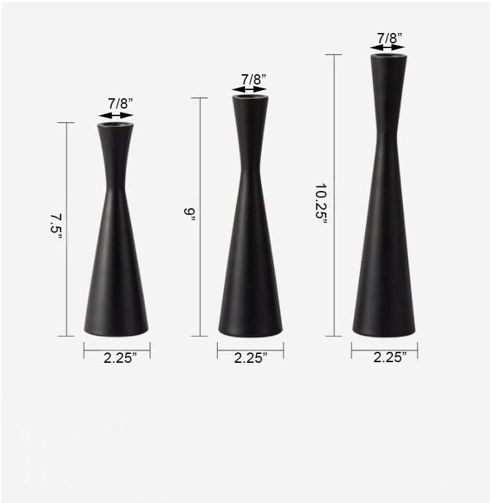 Set of 3 Black Metal Taper Candlestick Holders