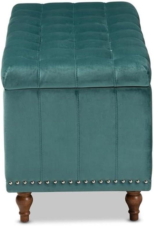 Kaylee Velvet Upholstered Button Tufted Ottoman Bench with Interior Storage - Baxton Studio