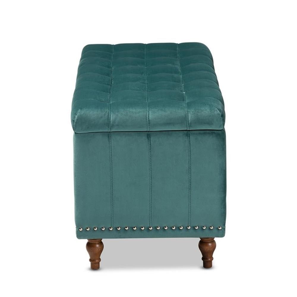Kaylee Velvet Upholstered Button Tufted Ottoman Bench with Interior Storage - Baxton Studio