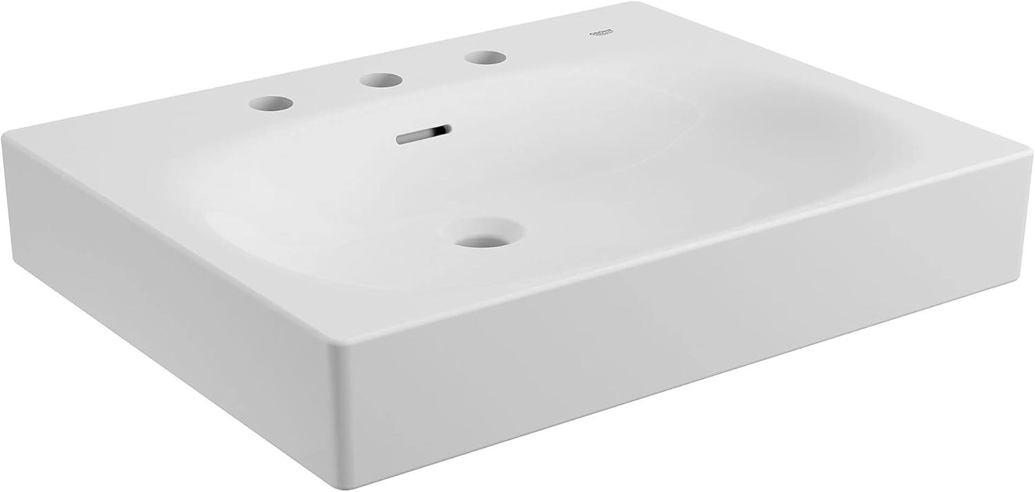 GROHE 39655000 Eurocube® Alpine White Rectangular Wall Mount Bathroom Sink with Overflow