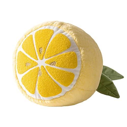 Phantoscope Fruit Shaped Pillows Series Lemon Shaped Throw Pillow, Fun Home Decor of Fruit Themed Shaped Cushions, Decorative Shaped Pillow for Couch Bed and Chair, Yellow, 10 x11.5 inches
