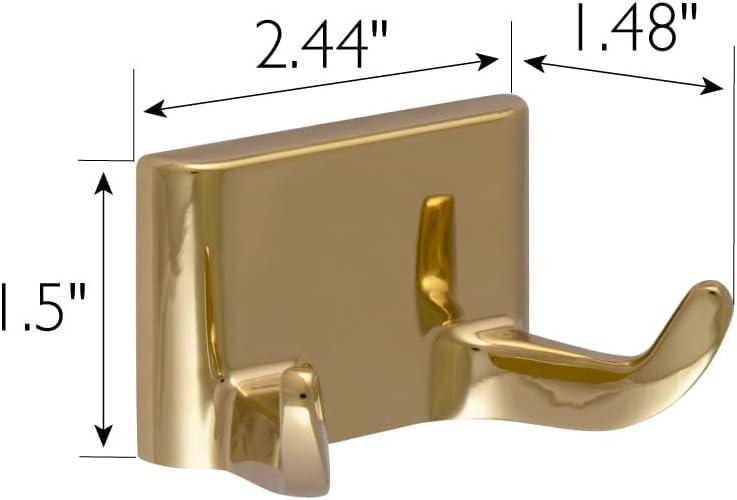 Polished Brass Double Robe Hook with Square Design